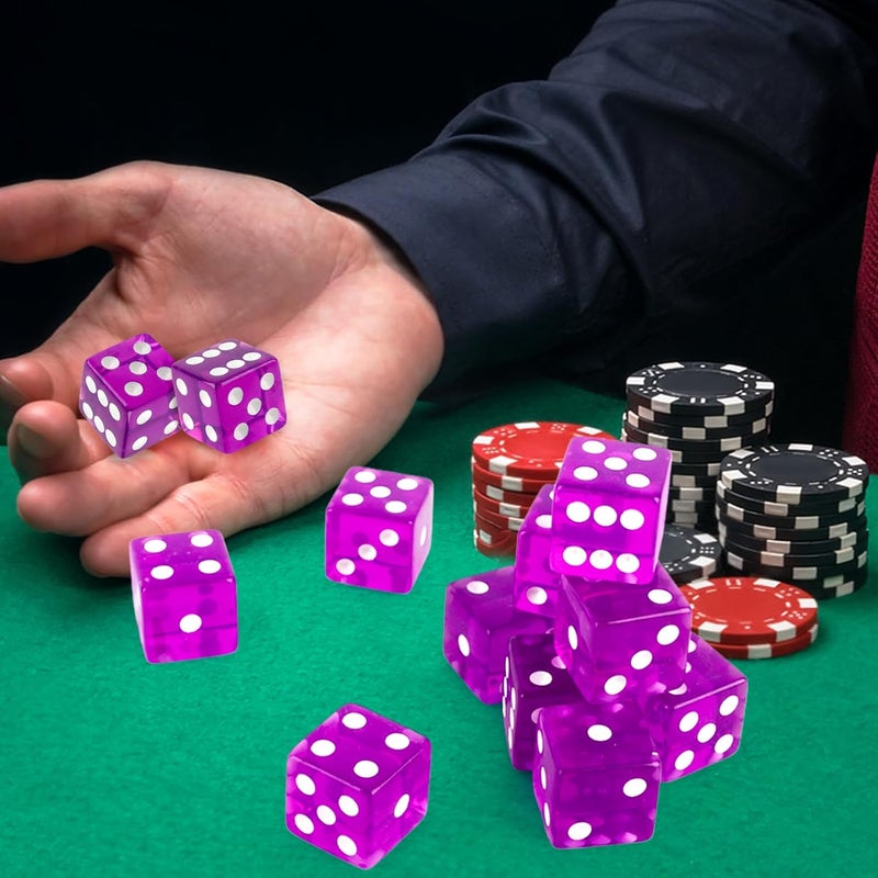 Abilat 12 Pieces 19mm Casino Dice Set Acrylic Translucent 6 Sided Game Dices Square Corner Dice for Casino Vegas Theme Birthday Party Supplies Board Games Table Games (Purple) - Image 5
